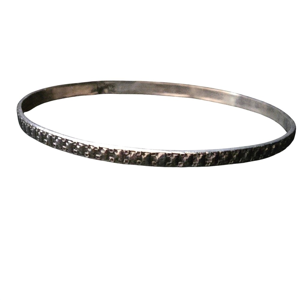 Vintage Silver Bangle Bracelet Signed TALLER Geometric Artisan 8.81g